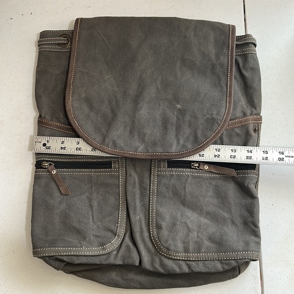 Clea Ray, Gray & Brown, Repurposed Military Canvas, Backpack. - Picture 9 of 9
